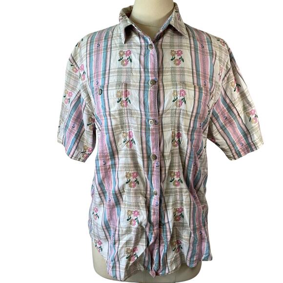 vintage 90s cottage grandmacore pink blouse - Picture 2 of 9